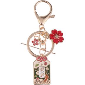 KESYOO Japanese Style Keychain Decorative Cherry Blossoms Key Ring Hanging Pendant Creative Car Bag Keychain Gifts Decoration