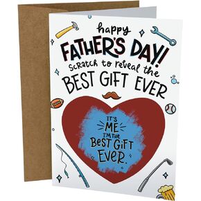 Sleazy Greetings Funny Father's Day Card from Daughter or Son | Scratch Off Father's Day Greeting Card Big Heart Gift for Dad | I'm The Gift Card