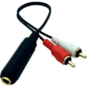 6.35mm to RCA Y Cable 1/4 Inch to 2RCA Splitter Adapter Golded 6.35mm TRS Female to 2 Dual RCA Male Stereo Y Splitter Adapter Cable 25cm/10inch