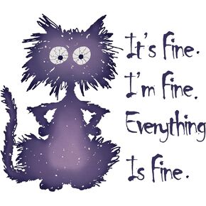 Fabric Panel 8"x8" Frazzled Cat I'm Fine 100% Cotton Quilting Panel Square A242