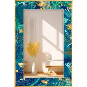 Mosaic Mirror 24x36inch Vintage Style Wall Mirror, Handmade Glass Tiles Moroccan Mirror for Home Decor, Boho Chic Accent Mirror for Living Room,Bathroom,Vanity