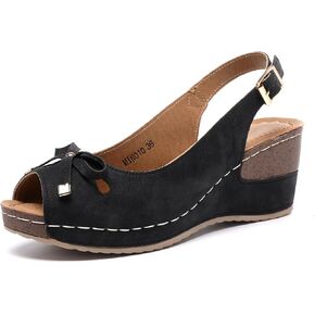 Women's Peep Toe Casual Comfortable Ankle Strap Dressy Wedge Sandals in Saudi Arabia