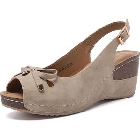 Women's Peep Toe Casual Comfortable Ankle Strap Dressy Wedge Sandals