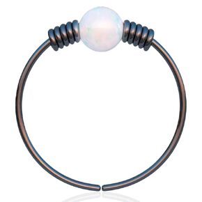 Tiny Black Nose Ring - 2 mm Blue Opal piercing Nose Hoop - 24 gauge 7mm very Thin Nose Piercings Rings - Blue opal piercing