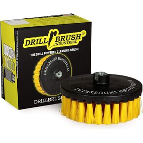 Concrete Brush - Scrub Brush for Rotary Polisher – 7 Inch Black Ultra Stiff with Nylon Bristles – Fits Variable Speed Polisher - Driveway Cleaner Brush – Concrete Floor Scrubber– Brick Cleaner Brush