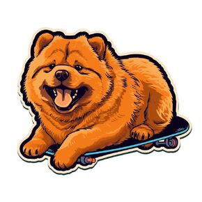 Cute Sweet Funny Chow Chow Cartoon Dog Cute Dog Parents Decal Sticker for Tablet, Skateboard, Guitar, Luggage, Water Bottle, Car Bumper, Home, Bookcase, Laptop Waterproof Vinyl Decal Sticker 5-inch
