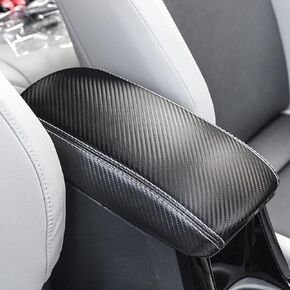 Car Armrest Cover Fit for Toyota Corolla Cross 2022 2023 2024 (Not for Toyota Corolla) Custom Fit Waterproof Leather Central Console Pad Protector,Black with White Stitches