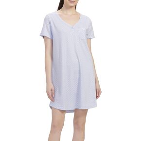 Karen Neuburger Women's Short Sleeve PJ Henley Nightgown Pajamas, Multi, X-Large