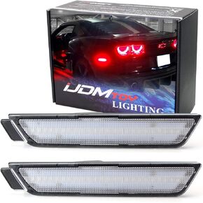 iJDMTOY Clear Lens Red Full LED Rear Side Marker Light Kit Compatible with Chevy 2010-15 Camaro, Powered by 27-SMD LED, Replace OEM Back Sidemarker Lamps