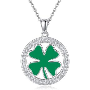 Clover Necklace 925 Sterling Silver Four Leaf Clover Necklace Lucky Clover Jewelry Pendant Gifts for Women Girls