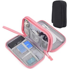 sansheng Electronics Accessories Organizer Pouch Bag, 2 Pack Travel Universal Organizer For Cable, Charger, Phone, SD Card, Business Travel Gadget Bag With Zipper (Black and Grey)