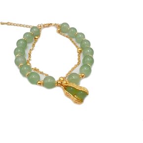 Hotan Jade Leaf Bracelet 1/2-Layer Green Nephrite Jade Bracelet for Women Bamboo Pipe Bamboo Leaf Bracelet Lucky Jade Bracelet Ladies Jewelry