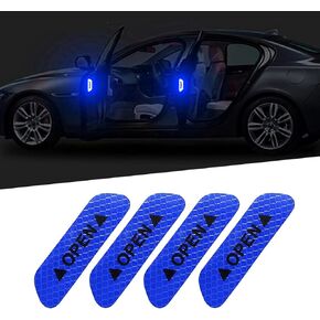 4 PCS Safety Warning Logos Anti-Collision Stickers, Car Door Reflective Safety Stickers, Car Anti-Scratch Decorative Protection Body Articles, Universal for Car (Silver)