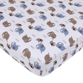 Carter's Blue Elephant - White and Tan Elephants Super Soft Fitted Crib Sheet