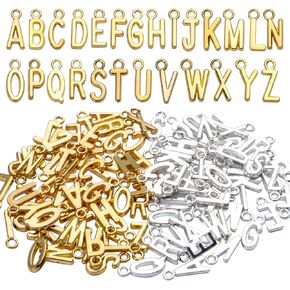 Aylifu Letter Charms Bulk,104pcs A-Z Letter Charms Alphabet Pendants Charms for Necklace Bracelet Jewelry Craft DIY,Gold & Silver