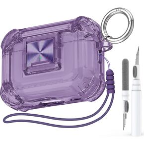 غطاء حماية شفاف لجهاز AirPods Pro الجيل الثاني مع مشبك قفل آمن حماية كاملة من السقوط، مادة TPU ناعمة عالية الشفافية ومجهز بمجموعة أدوات تنظيف (وردي) in Kuwait