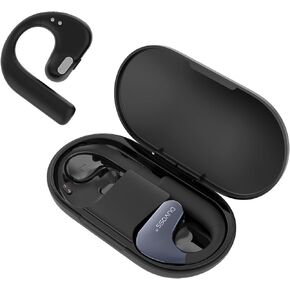 Open-Ear Headphones, True Wireless 5.3 Bluetooth Earbuds with Microphone, Clear Calls, Music Play, Fast Charging, IXP4 Waterproof, Lightweight, Sport Earbuds with Earhooks, 60 Hours, Black