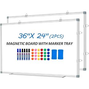 Magnetic Whiteboard Dry Erase Board for Wall 24"x18 " Magnet Hanging White Board for Home, School, Office