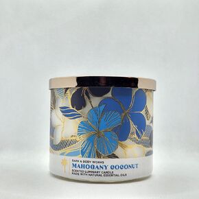 Bath & Body Works, White Barn 3-Wick Candle w/Essential Oils - 14.5 oz - 2022 Spring Scents (Mahogany Coconut)