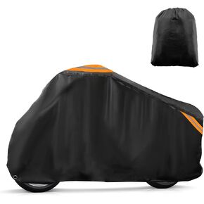 uxcell Motorcycle Cover All Season Universal Weather Waterproof Sun Outdoor Protection with Reflective Strip Lock-Holes Storage Bag Fits Up to 76.8" Motorcycles Vehicle Cover