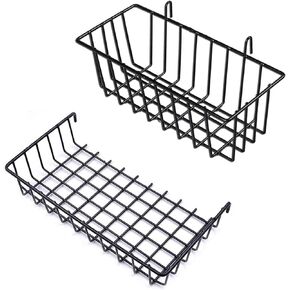 GBYAN Wire Grid Wall Shelf Baskets White Hanging Flower Pot Display Metal for Grid Panel, 2 Pack