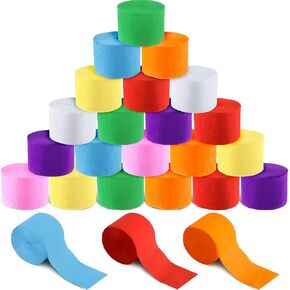 72 Rolls Crepe Paper Streamers Roll 8 Colors Rainbow Streamers Party Decoration Streamers for Birthday Party Wedding Ceremony Baby Shower DIY Crafts (Vibrant Colors)