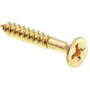 برغي خشب Prime-Line 9035641، فيليبس برأس مسطح، #10 × 1-1/4 بوصة، نحاس صلب، عبوة من 25 قطعة