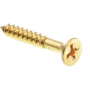 Prime-Line 9035641 Wood Screw, Flat Head Phillips, #10 X 1-1/4 in, Solid Brass, Pack of 25