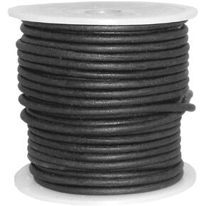 | 2mm Round Genuine Leather String Cord Black Matte for Jewelry Making Necklaces Bracelets Beading Work Crafts and Hobby Projects (Black, 21.87 Yards)
