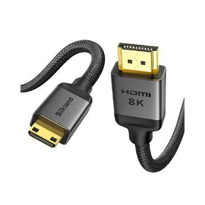 Silkland 8K 4K Mini HDMI to HDMI Cable 6.6FT, Mini HDMI 2.1 Cord [8K 60Hz, 4K 120Hz, 48Gbps, Upgrade Braided], Compatible with Camera, HDTV, Laptop, Tablet, PS5, Portable Monitor, Raspberry Pi Zero