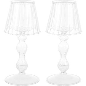 Angoily Candle Holder Set, 2PCS Candle Lamp Crystal Candle Holders, Candlestick Home Decoration Office Desk Decor, Glass Candle Stand, Candle Tea Lights Holder Dining Table