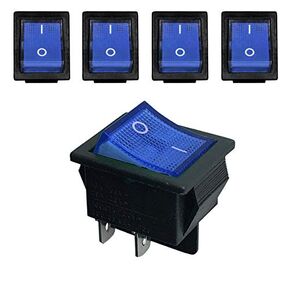 MGI SpeedWare Mini Rocker Switches, 20A 12vDC 125vAC, Non-Illuminated, On-Off Toggle, 4-Pin DPST 5-Pack (Black)