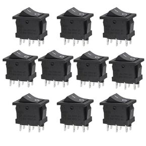 Baomain 10pcs AC 6A/250V 10A/125V 6 Pin DPDT ON/ON 2 Position Snap in Boat Rocker Switch