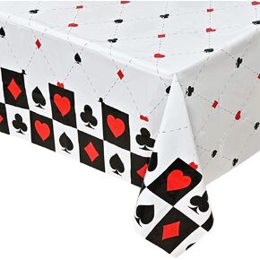 2 Pcs Casino Tablecloth Casino Plastic Table Cover 87 x 51 Inches Poker Birthday Tablecovers for Casino Poker Theme Birthday Party Supplies