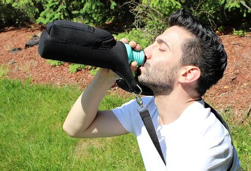 BlankIt! Concepts Kisa Water Bottle Holder Carrier Flask Bottles Adjustable Shoulder Hand Strap 2 Pocket Sling Neoprene Sleeve Hiking Travel 16oz 17oz 20oz 24oz 25oz 32oz 40oz in Saudi Arabia