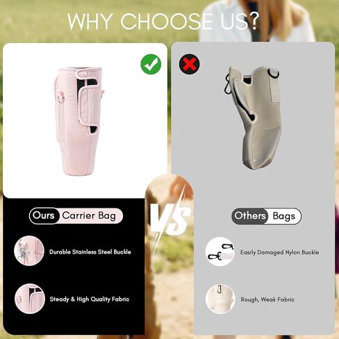 Water Bottle Carrier with Strap for Stanley Cup Accessories 40oz - Tumbler Water Bottle Holder Bag for Walking with Phone Pocket in Saudi Arabia
