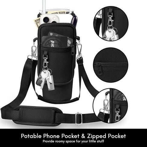 Water Bottle Carrier with Strap for Stanley Cup Accessories 40oz - Tumbler Water Bottle Holder Bag for Walking with Phone Pocket in Saudi Arabia