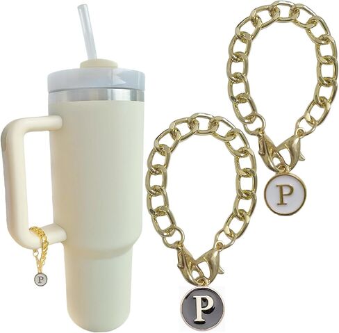 Stanley Cup Charms for Handle, 2PCS Letter Charms Accessories Initial Name ID Personalized Identification Stanley Handle Charm, Stanley Initial Letter Chain Keychain Charm for Stanley Tumbler in Saudi Arabia