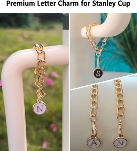 Stanley Cup Charms for Handle, 2PCS Letter Charms Accessories Initial Name ID Personalized Identification Stanley Handle Charm, Stanley Initial Letter Chain Keychain Charm for Stanley Tumbler in Saudi Arabia