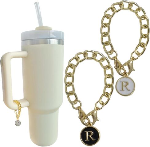 Stanley Cup Charms for Handle, 2PCS Letter Charms Accessories Initial Name ID Personalized Identification Stanley Handle Charm, Stanley Initial Letter Chain Keychain Charm for Stanley Tumbler in Saudi Arabia