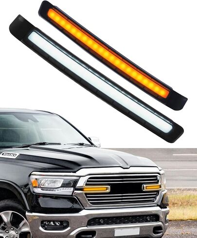 ضوء شبكة LED لـ 2023 2024 دودج رام 1500 المصد الأمامي أضواء الشواية شريط إشارات الانعطاف DRL المتتابعة رام 1500 2019-2022 الملحقات، قطعتان in Kuwait