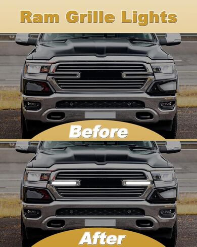 ضوء شبكة LED لـ 2023 2024 دودج رام 1500 المصد الأمامي أضواء الشواية شريط إشارات الانعطاف DRL المتتابعة رام 1500 2019-2022 الملحقات، قطعتان in Kuwait