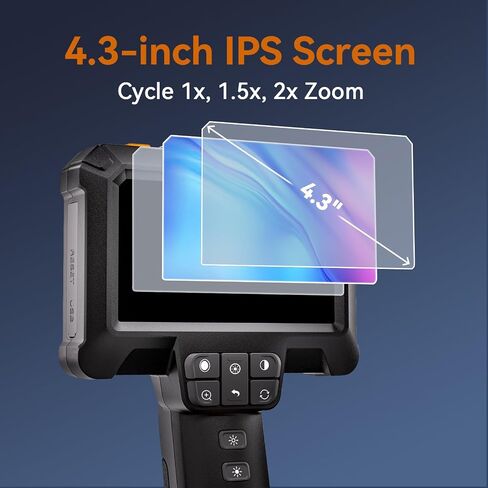 Endoscope Camera with Light - Borescope with 4.3" LCD Screen & 8 Adjustable LED Lights, IP67 Waterproof 1080P HD Inspection Camera Snake Camera with 16.5ft Semi-Rigid Cord in Saudi Arabia