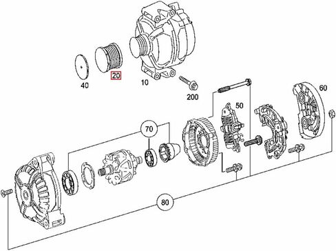 Alternator Pulley for Benz 2011-2017 SLC SLK CLS 260 C180 C200 C300 E200 E260 E300 GLC 300 Infiniti Q50 Q60 Replacement Number # 2741550215 231004HH3A 23100HG00B 23151HG00A in Saudi Arabia