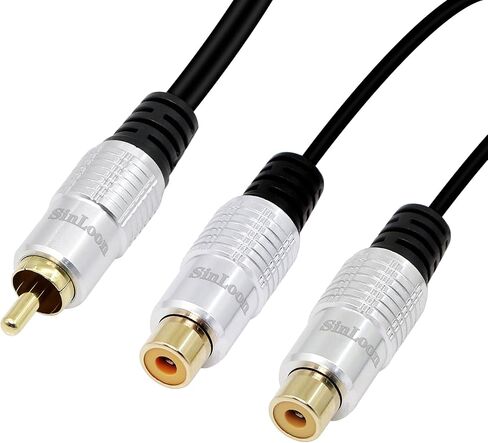 كابل صوت SinLoon RCA Y-Adapter، كابل صوت محول محوري رقمي مطلي بالذهب من سبائك الألومنيوم الممتاز ذكر إلى 2-RCA أنثى (RCA M-2F) in Saudi Arabia
