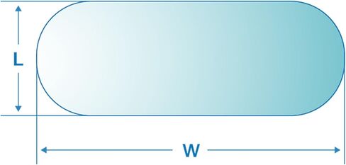 سطح طاولة زجاجي بيضاوي مقاس 36 بوصة × 60 بوصة بسمك 1/2 بوصة وسماكة 1 بوصة مشطوف بواسطة زجاج فاب ومرآة in Kuwait