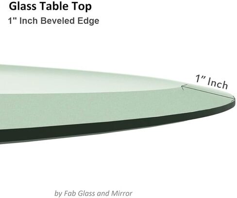 سطح طاولة زجاجي بيضاوي مقاس 36 بوصة × 60 بوصة بسمك 1/2 بوصة وسماكة 1 بوصة مشطوف بواسطة زجاج فاب ومرآة in Kuwait
