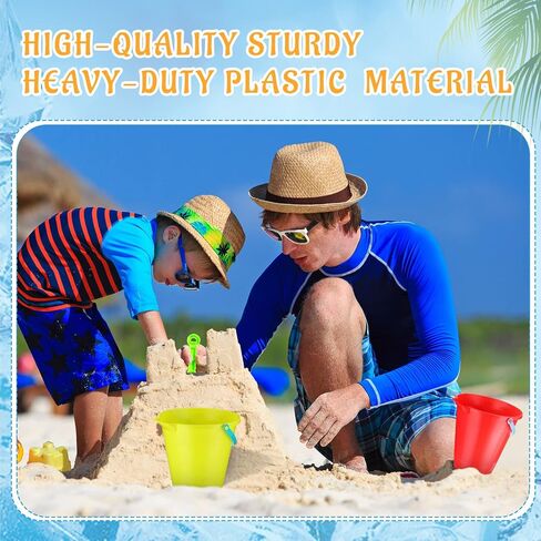 12 Pack 9 Inch Large Sand Bucket with Shovel Beach Bucket Toys for Kids Use for Sand Molds at The Sandbox Plastic Bucket with Handles for Summer Beach Party Favors in Saudi Arabia