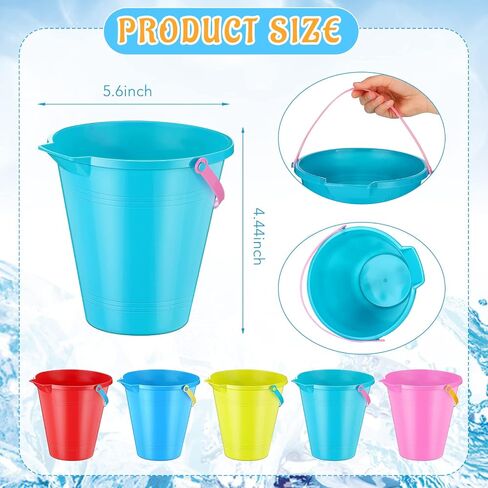 12 Pack 9 Inch Large Sand Bucket with Shovel Beach Bucket Toys for Kids Use for Sand Molds at The Sandbox Plastic Bucket with Handles for Summer Beach Party Favors in Saudi Arabia