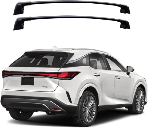 قضبان متقاطعة لحامل السقف من ROKIOTOEX تناسب 2023 2024 2025 Lexu-s RX Moonroof (غير متوافقة مع السقف البانورامي) سياج جانبي دافق، قضبان متقاطعة لصندوق الشحن على السطح، لوح التزلج، حامل الدراجة فضي in Kuwait